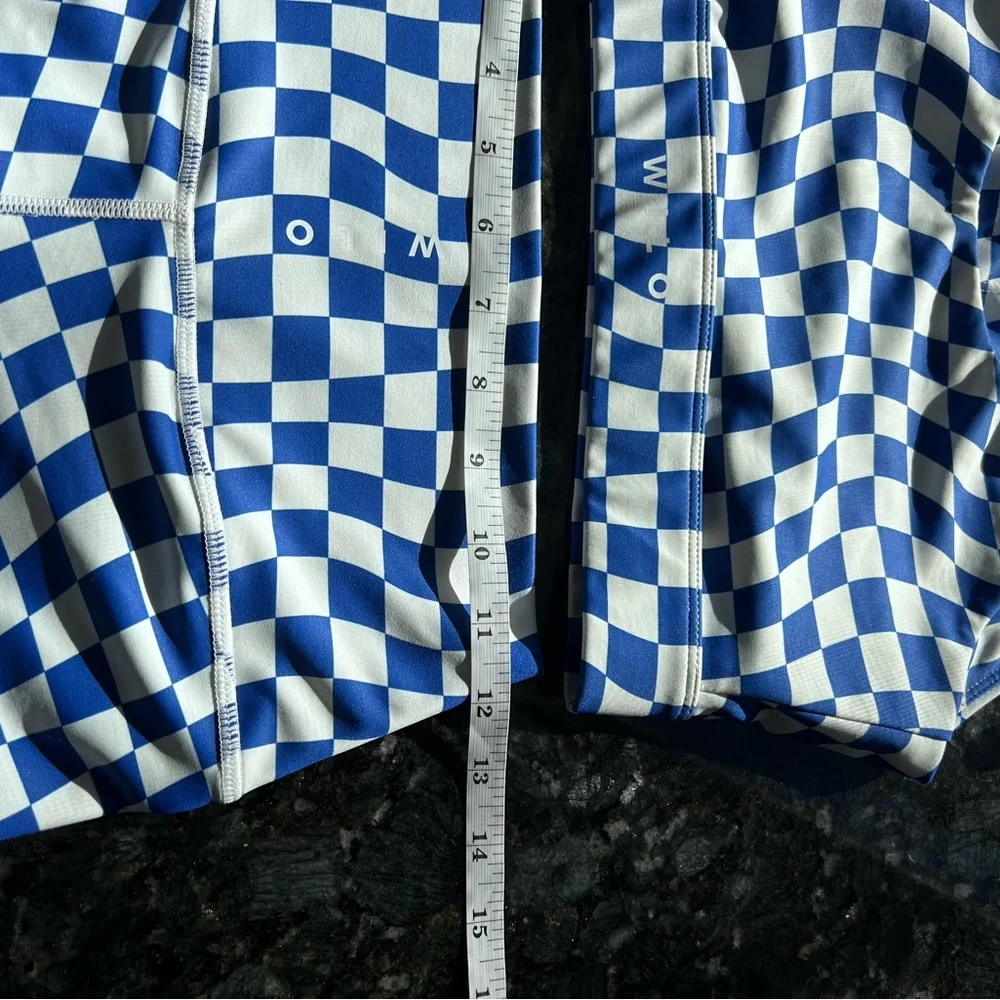 NWT Wilo The Label Blue and White Check The Wave Bike shorts and Bra set. Medium - Picture 8 of 11